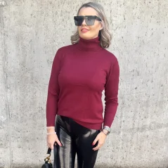 Burgundy červený basic svetr s rolákem FULLER