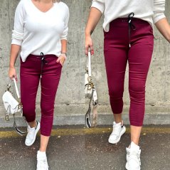 Burgundy červené elastické kalhoty HARWI