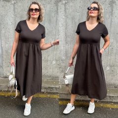 Čokoládově hnědé dlouhé kombinované šaty STELLA