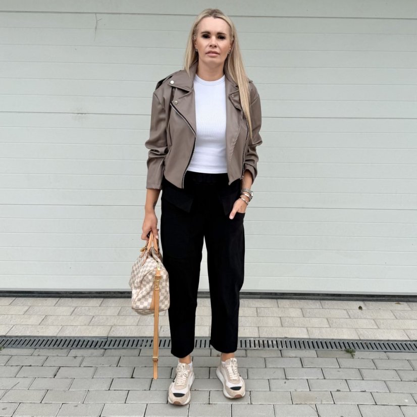 Černé elastické trendy kalhoty LUX ALORA