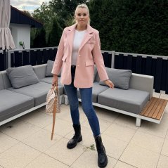 Pudrově růžové elegantní flaušové sako s podšívkou MINIMAL