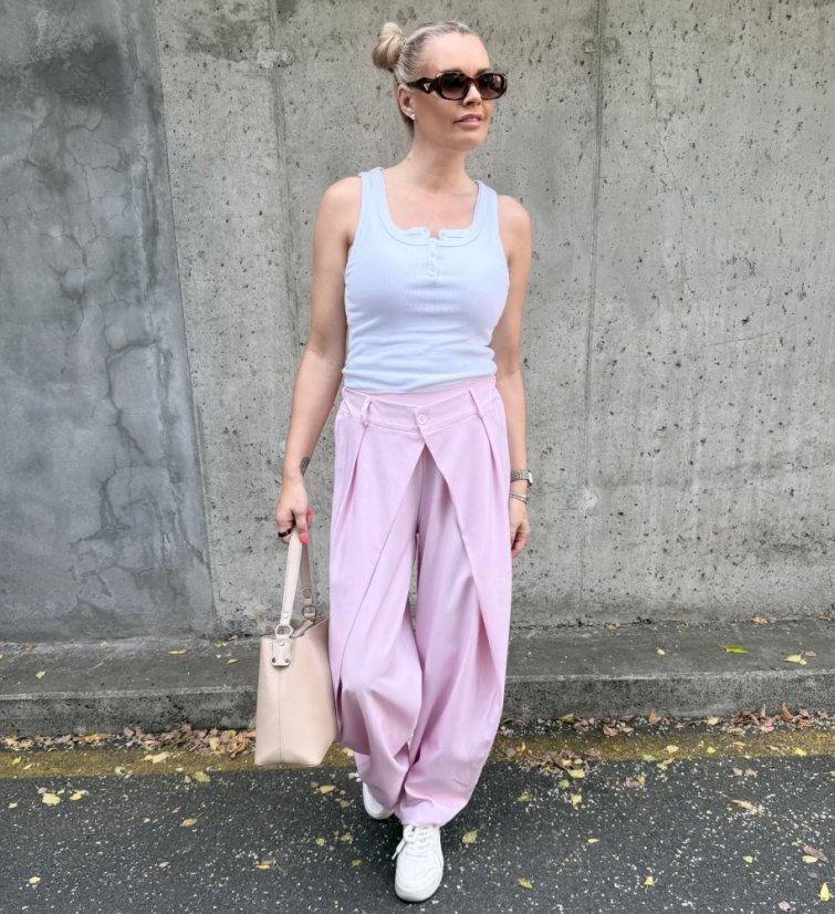 Světle růžové trendy kalhoty s překladem ELYSIA