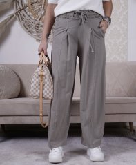 Mokka hnědé trendy balónové kalhoty ROUGE