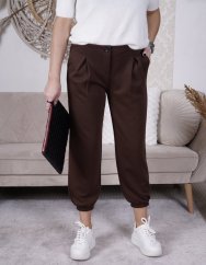 Čokoládově hnědé kalhoty z máslového materiálu MISSA