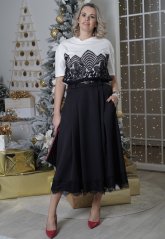 Černá dlouhá elegantní sukně s krajkou LUNA NOIR