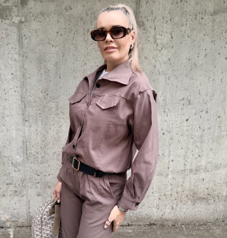 Mokka hnědá  košilová elastická bunda MADISON