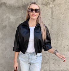 Černá koženková trendy bunda LUX BROOKLYN