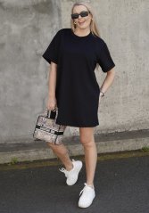 Černé basic oversize šaty z máslového materiálu RELAX