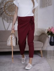 Burgundy červené kalhoty s překladem z máslového materiálu PHENOMEN