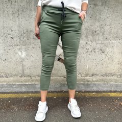Khaki elastické kalhoty HARWI