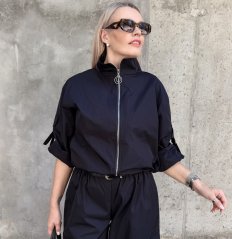 Černá kratší šusťáková bunda LUX MOTION