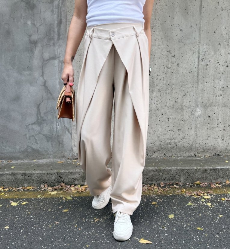 Světle béžové trendy kalhoty s překladem ELYSIA