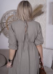 Mokka hnědé dlouhé mušelínové šaty TEXASS