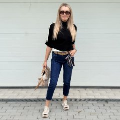 Tmavě modré džíny MOM FIT LUXORIOS