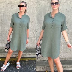 Khaki mušelínové tunikové šaty LAGUN