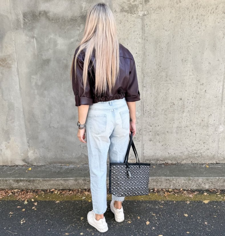 Burgundy červená koženková trendy bunda LUX BROOKLYN