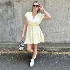 Světle žluté mušelínové volánové šaty VILLIA