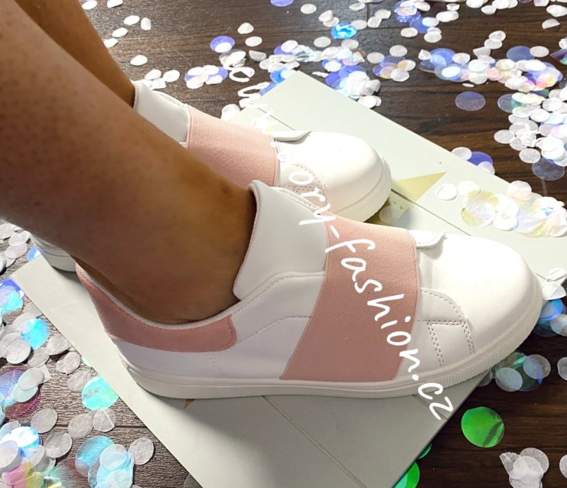 Bílo-růžové slip-on tenisky DANNO