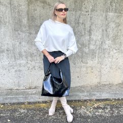 Bílý svetr netopýřího střihu KINGSTAR