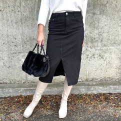 Černá dlouhá džínová sukně DENIM EASE