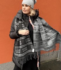 Šedo-černá oboustranná maxi šála DUAL