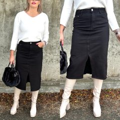 Černá dlouhá džínová sukně DENIM EASE