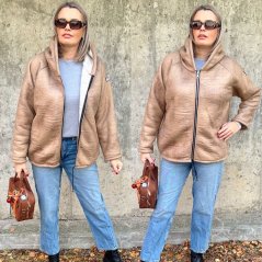 Béžová beránková duběňáková bunda TEDDYLINE