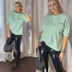 Mintová halenko-mikina zdobená kamínky SAME