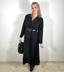 Černé dlouhé plisé šaty LUX CLASSY
