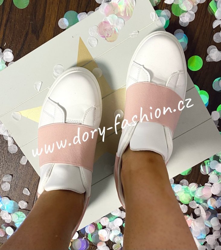 Bílo-růžové slip-on tenisky DANNO