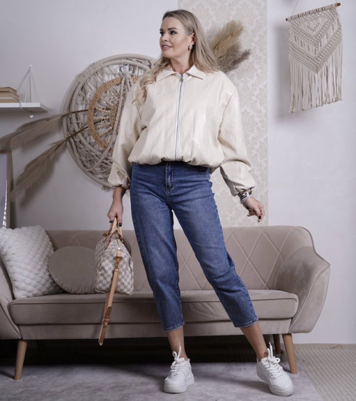 Světle béžová trendy koženková bunda EARLY