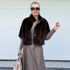 Čokoládově hnědý luxusní kožíšek MONIQUE