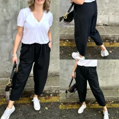 Černé trendy kalhoty KRISTIN