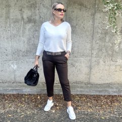 Čokoládově hnědé kalhoty z máslového materiálu VERSON