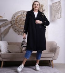 Černý kabát s páskem HERRYS