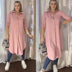Pudrově růžová maxi dlouhá košile AURA
