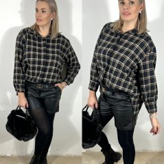 Černá flanelová kostkovaná košile NOELLA