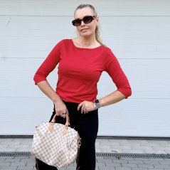 Červené basic tričko s 3/4 rukávem EDENA