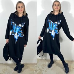 Černé dlouhé mikinové šaty FLY STAR