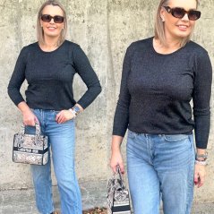 Černý svetřík se stříbrnou nitkou SHINE