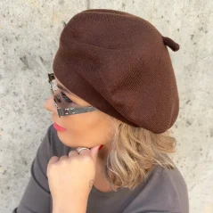 Hnědý vlněný baret EVICTA
