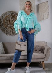 Mintová volánová halenka LUX ÉCLAT