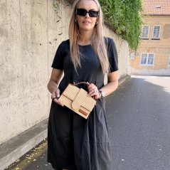 Hnědo-béžová pletená kabelka RAFFIA