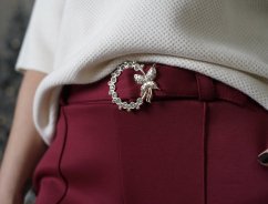 Burgundy červené širší kalhoty s páskem WIDE