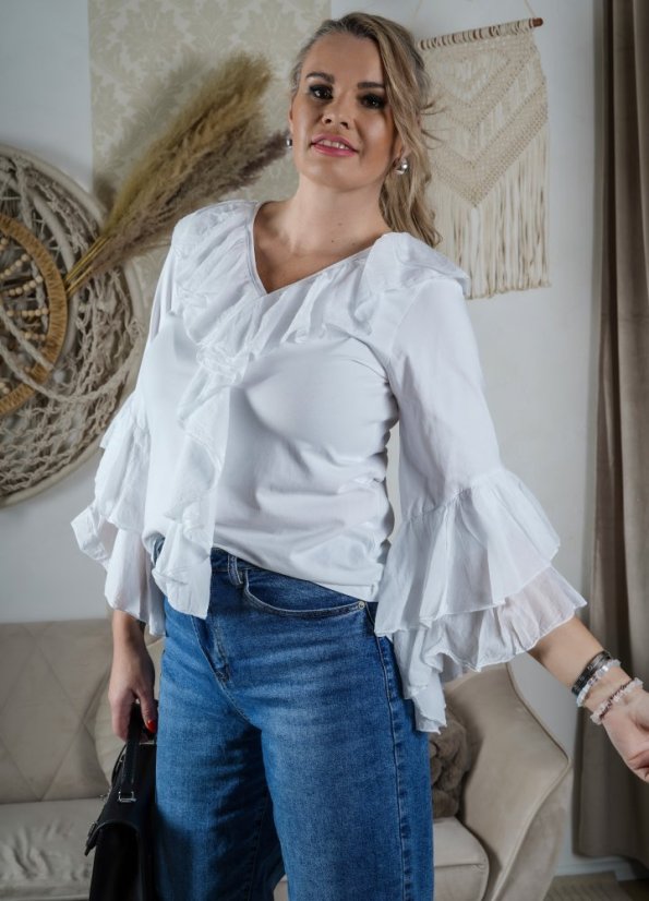 Bílá volánová halenka LUX ÉCLAT