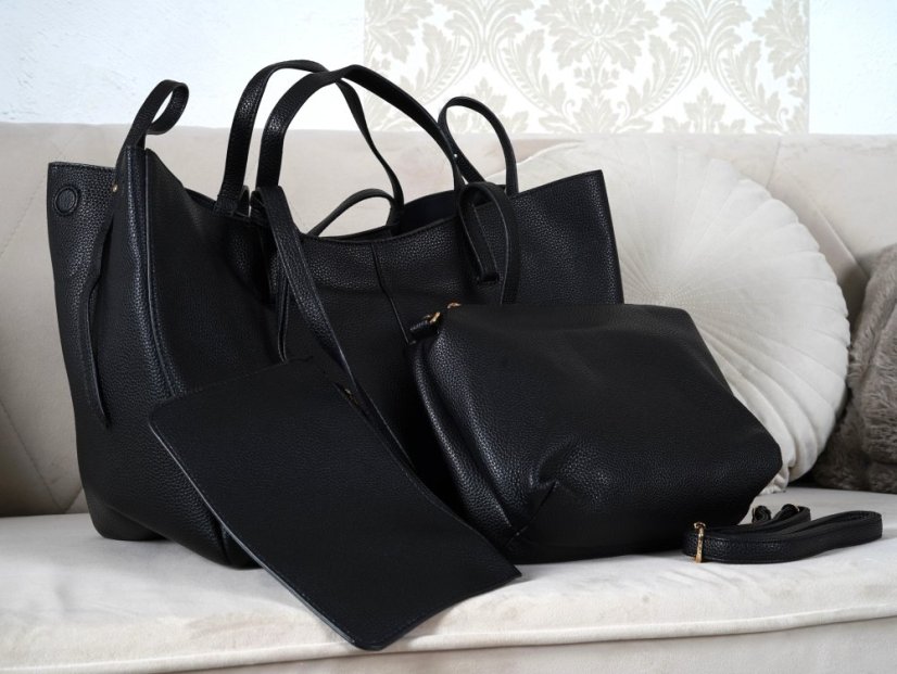Černá praktická kabelka CITY & MOM BAG POLLA 3v1