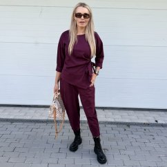 Burgundy červená trendy souprava ELEGANT CHIC LONG