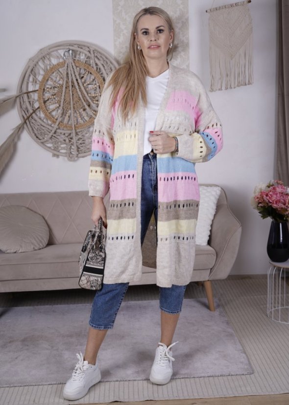 Béžový maxi kardigan VIBES PASTEL