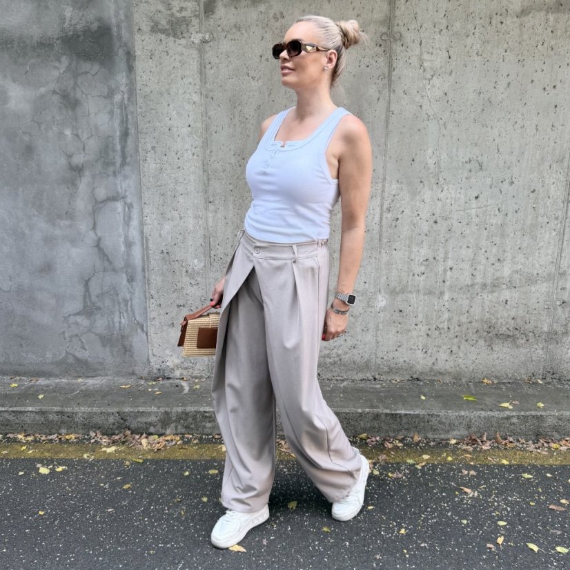 Mokka hnědé trendy kalhoty s překladem ELYSIA