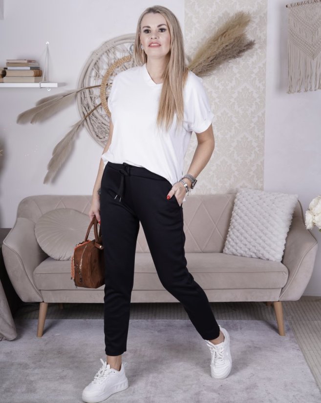 Černé jednoduché basic kalhoty z máslového materiálu SOFTYS